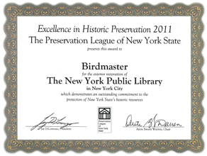 The New York Public Library - NY Excellence in Historic Preservation - 2011