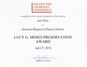 American Museum of Natural History - NY Lucy G. Moses Preservation Award - 2010
