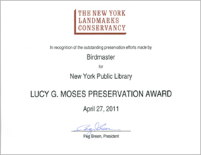 New York Public Library - NY Lucy G. Moses Preservation Award - 2011
